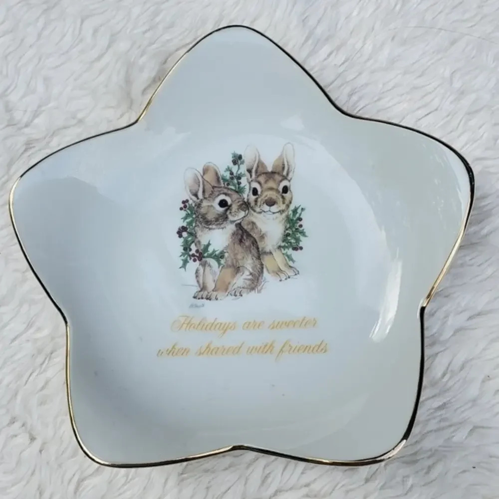 Rabbits Porcelain jewelry or‎ knick knack dish